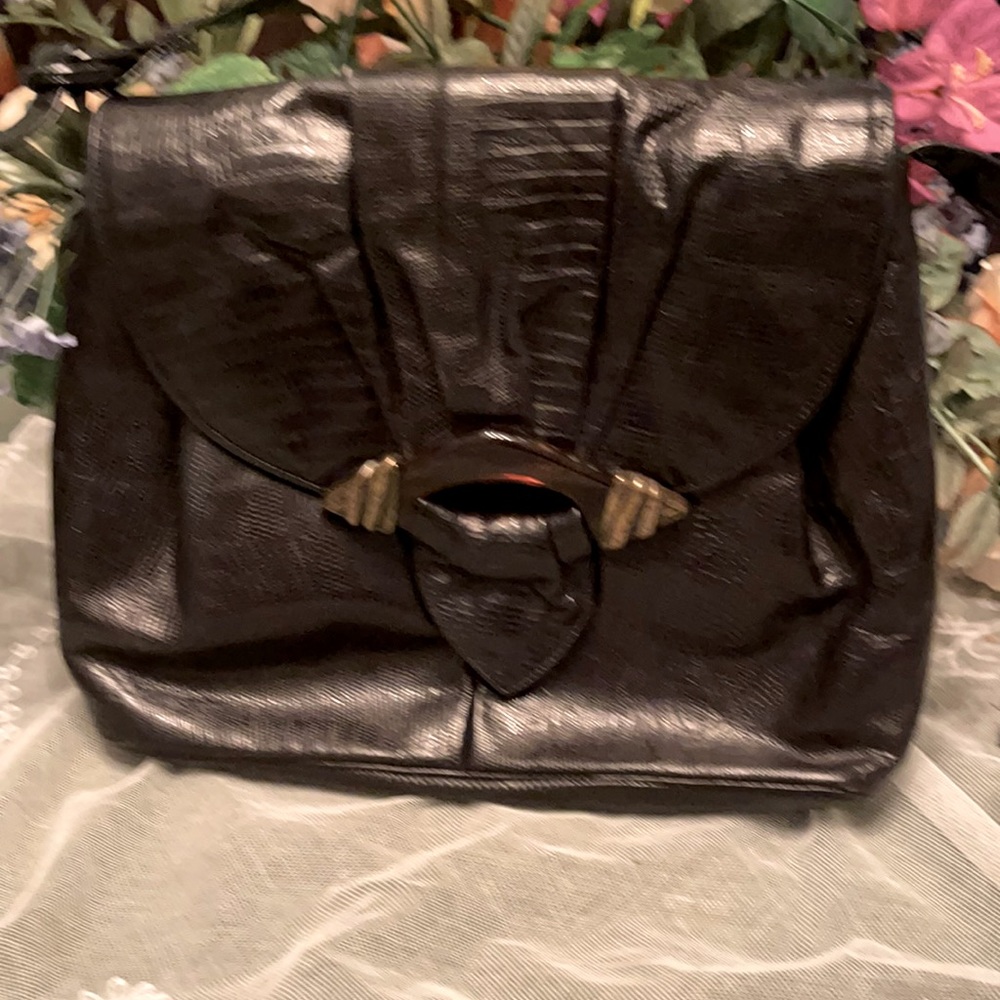 Snakeskin Black SHARIF handbag Brass tortoise 💓